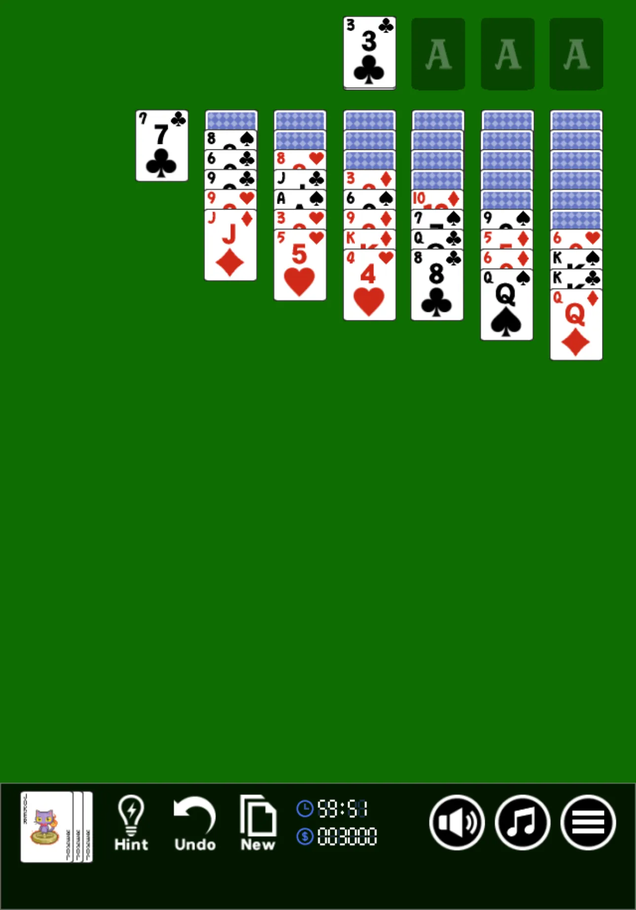 Captura de tela de "Yukon Solitaire"