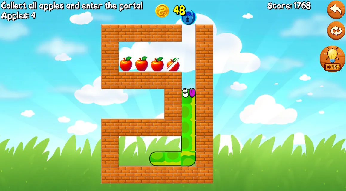 「Apple Worm - Snake Puzzle」のスクリーンショット